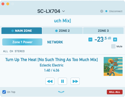 Basic view with streaming player controls, Pearl theme